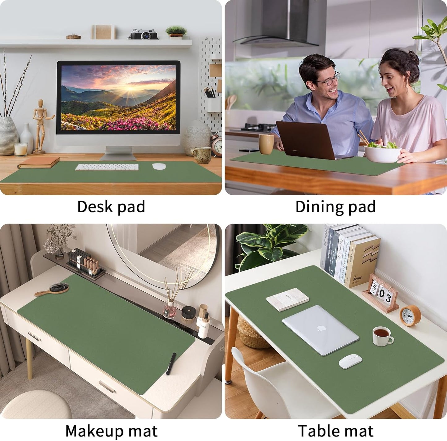 Bloss Leather Desk Pad and Keyboard Wrist Rest, Large Mouse Pad + Keyboard Pad+Mouse Wrist Support, Non-Slip Desk Mat Protector for Office, Home(31.5×15.7 Inches,Beige) - Colors B