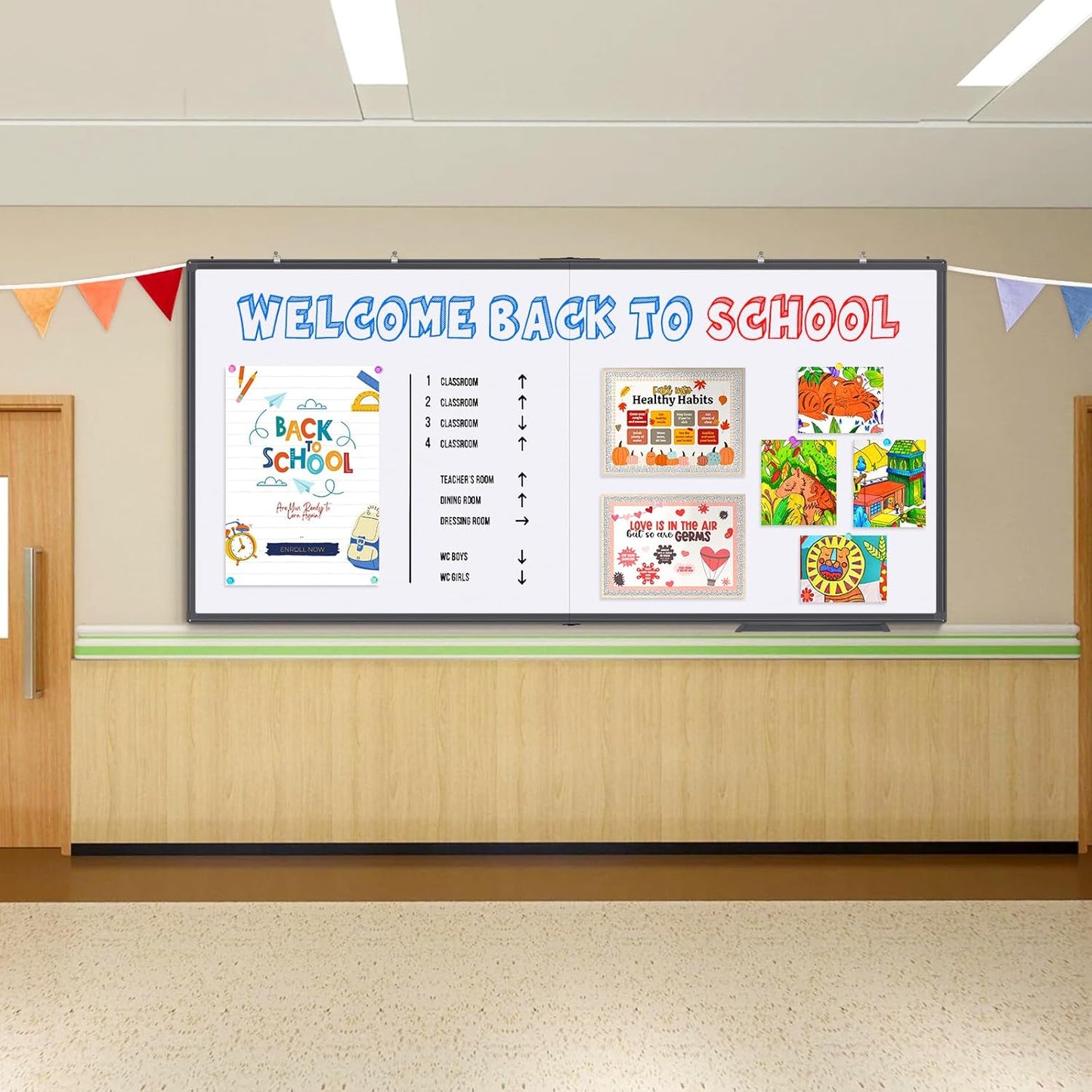 Magnetic White Board Dry Erase Board for Wall，72" x 40" Wall-Mounted Aluminum Frame Marker Board, Foldable Portable Whiteboard with a Long Pen Tray for School, Classroom, Office & Home