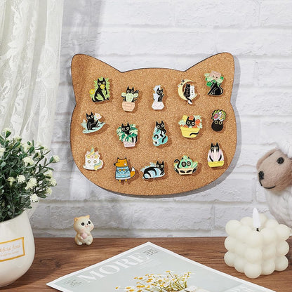 BENECREAT Pin Board Square Cork Board, 0.8inch Thick Bulletin Display Board Wall Mounted Cork Board for Brooch Pin Storage, Office Home Festival Wedding Decor, 7.8x7.8inch