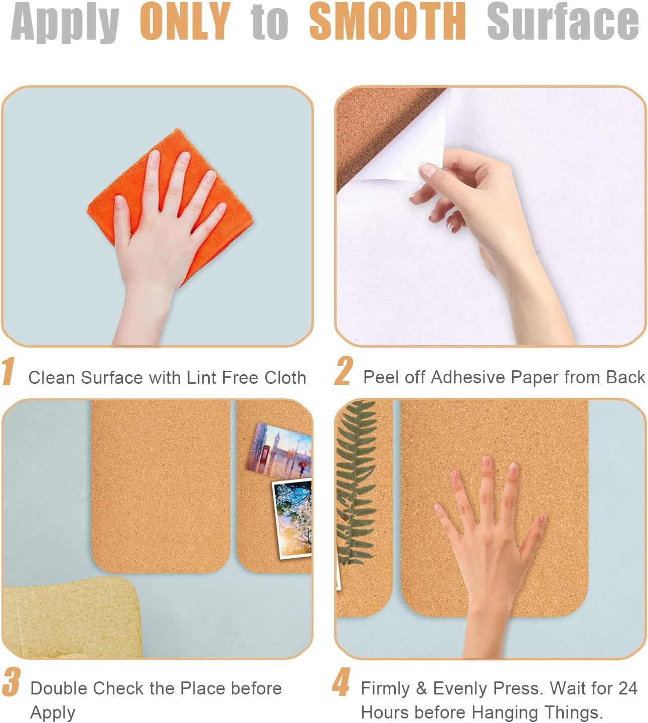 1 PC 12.5"*5.5" Self-Adhesive Cork Board, 1/2"(12mm) Thick Cork Boards for Walls, 1 Pack 12.5"*5.5" Bulletin Board, Cork Board Tiles for Office, Home, School (1PC)