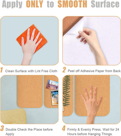 1 PC 12.5"*5.5" Self-Adhesive Cork Board, 1/2"(12mm) Thick Cork Boards for Walls, 1 Pack 12.5"*5.5" Bulletin Board, Cork Board Tiles for Office, Home, School (1PC)
