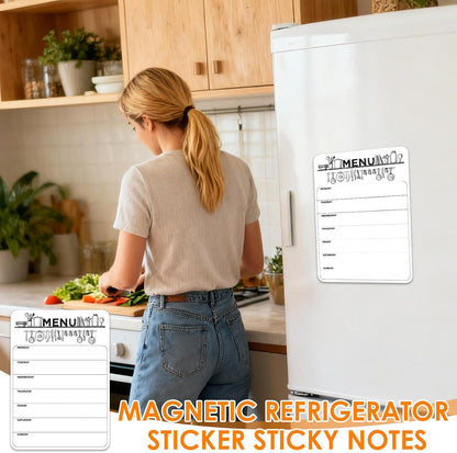 Magnetic Weekly Meal Planner for Refrigerator, 8x12'' Dry Erase Menu Board, Stain Resistant Whiteboard, Strong Magnetic Backing, Ideal for Families, Students, Roommates, Notes, Grocery Lists (A)
