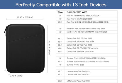 Dadanism 9-11" Tablet Sleeve Bag Carrying Case for iPad (A16) 11th Gen 11", iPad 10th Gen 10.9" Air 5/4, iPad Air M4/Pro 11", iPad 9/8/7th, Galaxy Tab A11+ Plus 11", Remarkable 2 10.3", Black