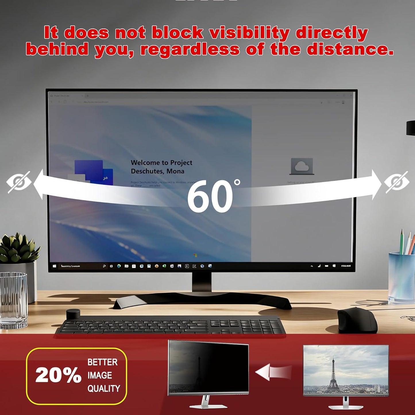 [2-Pack] 24 Inch Computer Privacy Screen Filter (16:9 Aspect Ratio) - Removable, Anti Glare & Blue Light Blocking, Compatible with HP Dell ASUS Acer Samsung Monitors