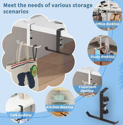 Adjustable Purse Hook for Table, Single Bag Hanger for Desk, Restaurant, Bar - Strong Metal Purse Holder for Handbags, Totes, Shopping Bags (0.62-2.36 Inch Clamp Range)