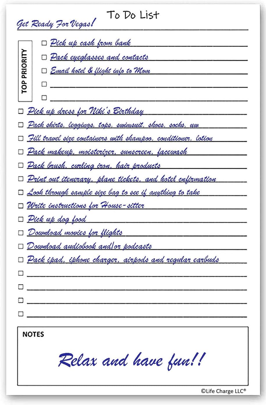 TO DO List Planner Notepad, 60 Page Planning Pad. Undated ToDo Checklist w/Priority & Note Sections. Organize & Track Projects, Clients or Daily Tasks. 8.5 X 11, A4 Tear Sheets.