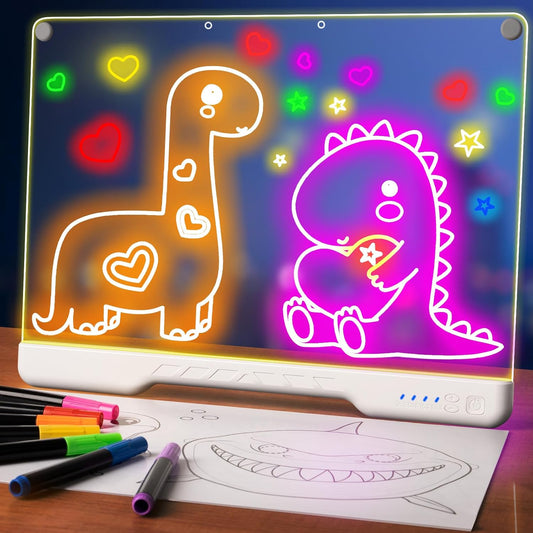16" Rechargeable LED Drawing Board for Kids,MIXVOVA Light Up Drawing Tablet with 7 Colors & 4 Modes,Dry Erase Doodle Glow LED Note Board with 7 Markers,Christmas Birthday Children's Day Gifts for Kids