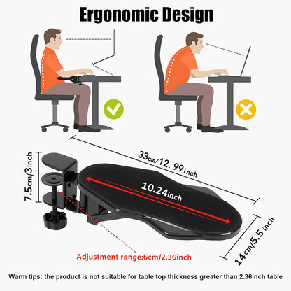 Computer Arm Rest for Desk, 180° Adjustable Rotating Desk Extender Tray, 90° Foldable Elbow Arm Support, Ergonomic Desk Arm Wrist Rest Shelf for Home and Office