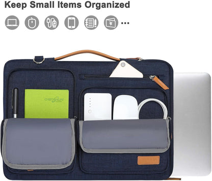 MOSISO 360 Protective Laptop Shoulder Bag,15-15.6 inch Computer Bags Compatible with MacBook Pro 16 inch, HP, Dell, Lenovo, Asus Notebook,Side Open Messenger Bag with 4 Zipper Pockets, Gray