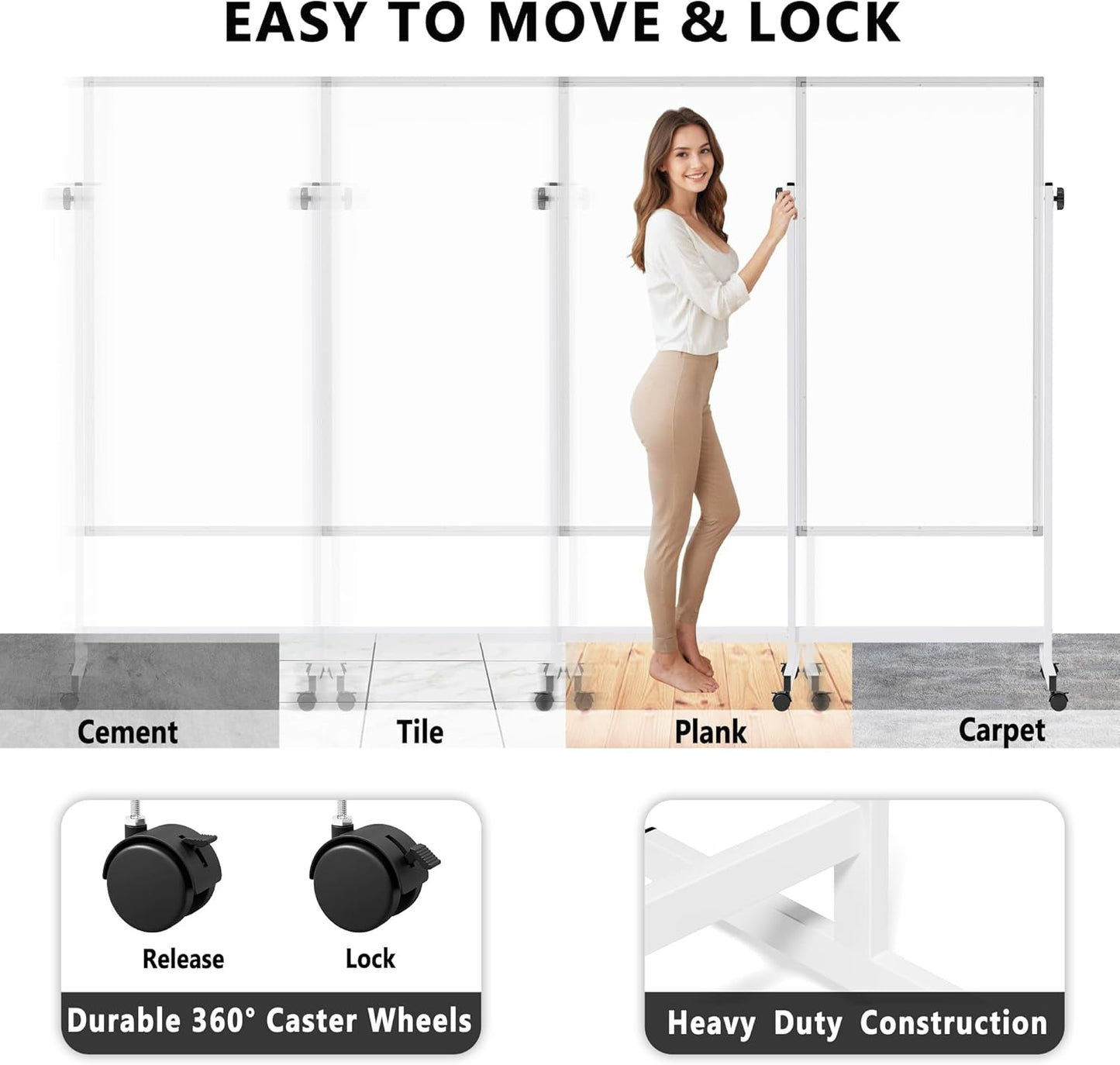 Large Whiteboard Easel with Stand, 36" x 24" Portable Standing Magnetic Dry Erase White Board, 3' x 2' Tripod Height Adjustable Flip Chart Easel for Home Office Classroom School, Silver