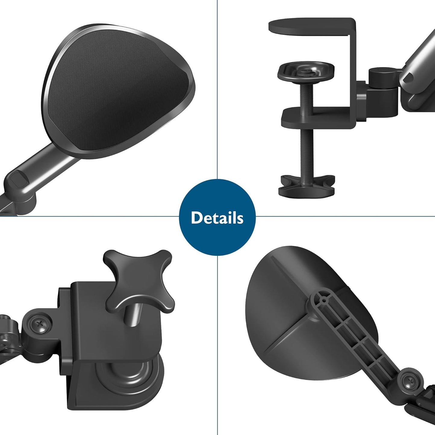 BONTEC Adjustable Arm Rest for Desk, Ergonomic Elbow Rest Pad, 360° Rotating & Extendable Desk Arm Support, Durable Aluminum, Keyboard & Computer Arm Rest Pad, Office & Gaming Desk Accessories