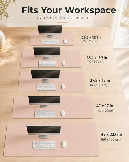 Aothia Dual-Sided Desk Pad - 25.6x13.7 inches Leather Desk Mat, Natural Cork Desk Pad Protector, Large Mouse Pad for Desk, Waterproof Desk Blotter Pad, Desk Writing Pad for Office Work/Home, Black