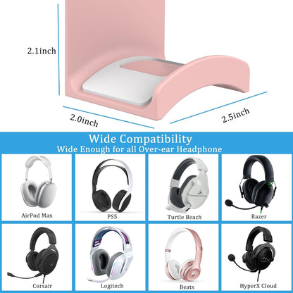 SOKUSIN Headphone Stand Headset Holder - Adhesive Gaming Earphones Hanger, Universal Desk Wall Mount Hook for All Headphone/Controller, Compatible with Beats, AirPods Max,Sony, JBL (White)