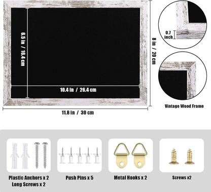 Cork Board Bulletin Board, 11.8x8.6 inches Mini Decorative Hanging Framed Cork Boards for Walls, Pin Board Vision Board for School Home Office, Bulletin Board with Wooden Frame(2230,WH,1p)