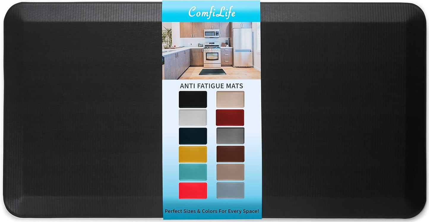 ComfiLife Anti Fatigue Floor Mat – 3/4 Inch Thick Kitchen Mats for Floor, Standing Desk Mat, Kitchen Rug – Comfort at Home, Office – Durable – Stain Resistant – Non-Slip Bottom (20" x 32", Black)