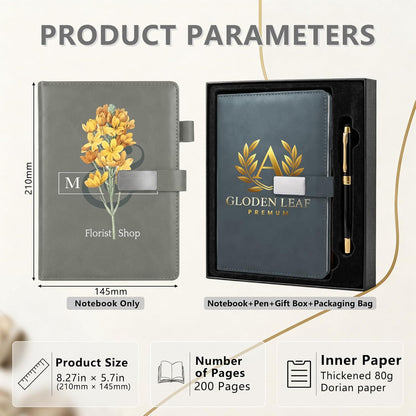 weokooly Personalized Notebook - A5 Lined Leather Journal with Your Logo/Text/Image, Custom Notebooks for Business School, 100GSM, 200 Pages, Customizable Journal with Pen and Gift Box