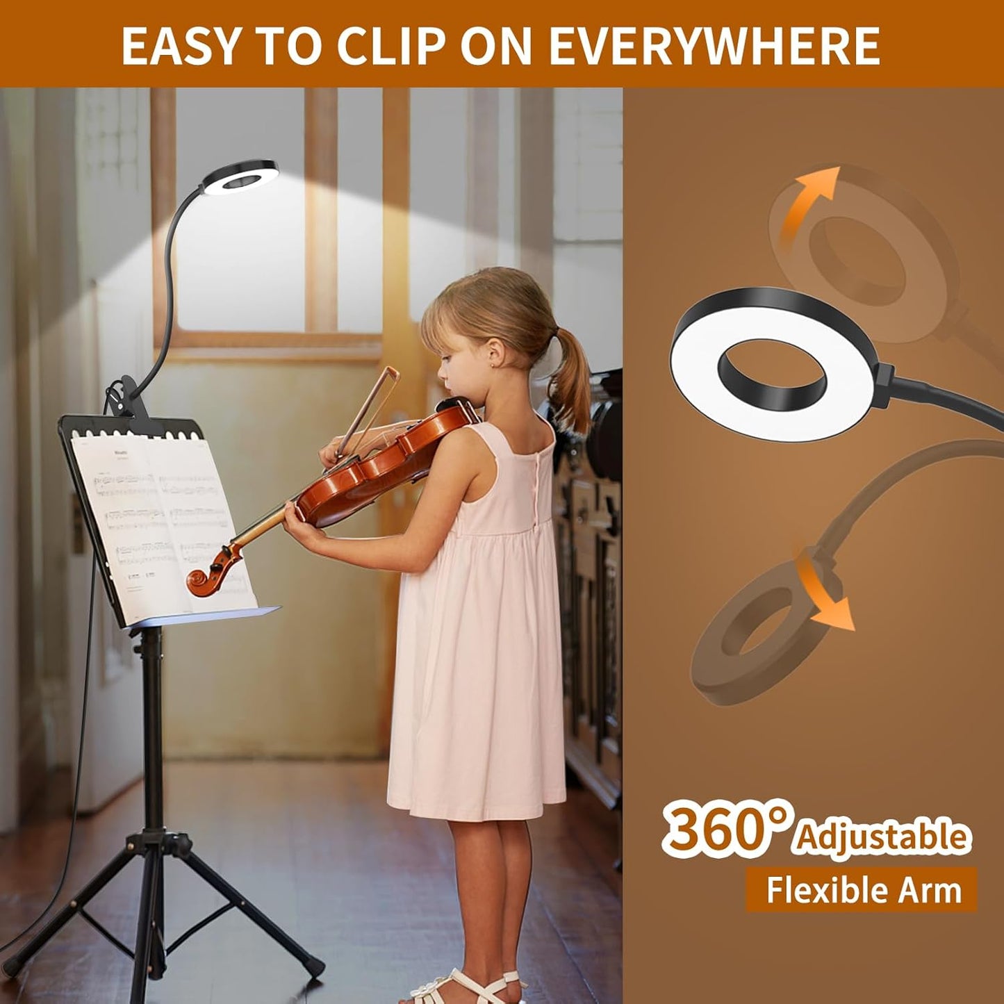 iZELL Book Light, Clip on Reading Light with Silicone Flexible Arm, Dimmable LED Lamparas Clamp on Workbench Desk for Studying Painting Crafting Drawing Makeup Nail Tech Puzzle Task - 27.6‘’ White