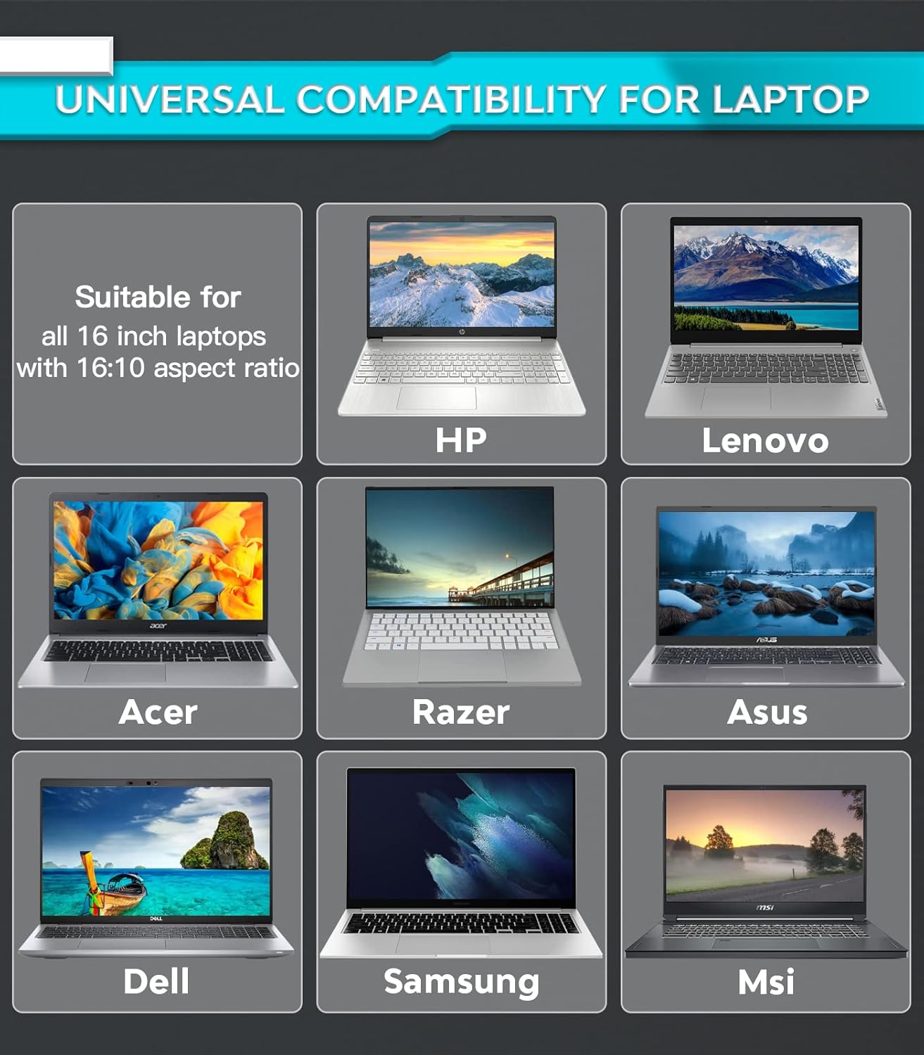 PYS Laptop Privacy Screen 14 Inch 16:10 for Lenovo HP Dell - Removable Laptop Computer Screen Privacy Shield - Anti Glare & Blue Light Laptop Screen Filters for Eye Protection