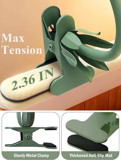 Clip on Light Flower Desk Lamp, LED Reading Light 3 Color Modes Eye-Caring Book Light Flexible Gooseneck Bedside Clip on Lamp for Desk Piano Office Bed Headboard Dorm (Green Lamp)