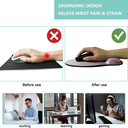 Mouse Pad with Wrist Support, Ergonomic Mouse Pad with Memory Foam Wrist Rest Cushion, Non-Slip Rubber Base Gaming Mice Pad for Home Office Computer Laptop, Flowers Grass