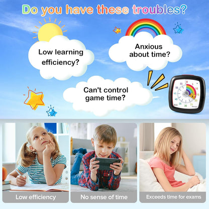 Secura 60-Minute Visual Timer, Silent Study Timer for Kids and Adults, Time Clocks, Time Management Countdown Timer for Teaching (Black & Cloud)