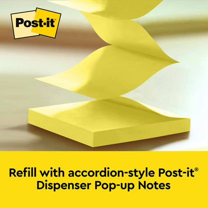 Post-it Note Dispenser, Sticky Note Holder, Black Owl Design, Includes 45 Sheets of 3 in x 3 in Citron Yellow Pop-Up Notes, Classroom or Office Supplies