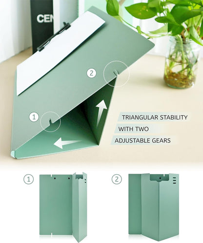 Free Standing Clipboard and Desktop Stand with Adjustable Buckles Easel Back - Foldable Stand and Document Holder for School, Office and Business Use (9.37 x 12.6 inches) (Black)