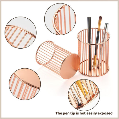 2 Sets Metal Pen Holder for Desk,Makeup Brushes Cup Holder, Pencil Holders, Pen cup, Home and Office Organizer, Black