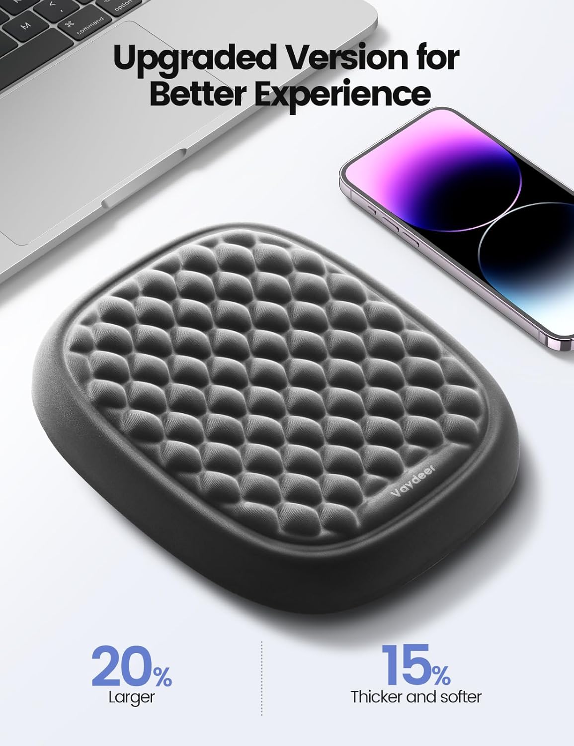 【Upgraded Larger and Thicker】Vaydeer Elbow Rest Pad 1pc, Desk Wrist Rest Memory Foam Armrest, Ergonomic Mouse Cushion Support, Wrist Pain Relief for Computer Laptop Working Typing Gaming Office Gadget