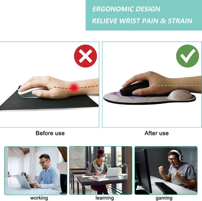 Mouse Pad with Wrist Support, Ergonomic Mouse Pad with Memory Foam Wrist Rest Cushion, Non-Slip Rubber Base Gaming Mice Pad for Home Office Computer Laptop, Flowers Grass