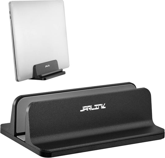 JARLINK Vertical Laptop Stand Holder, Aluminum Double Desktop Stand Holder with Adjustable Dock (Up to 17.3 inch), Compatible with MacBook, Surface, Chromebook, and Gaming Laptops, Silver