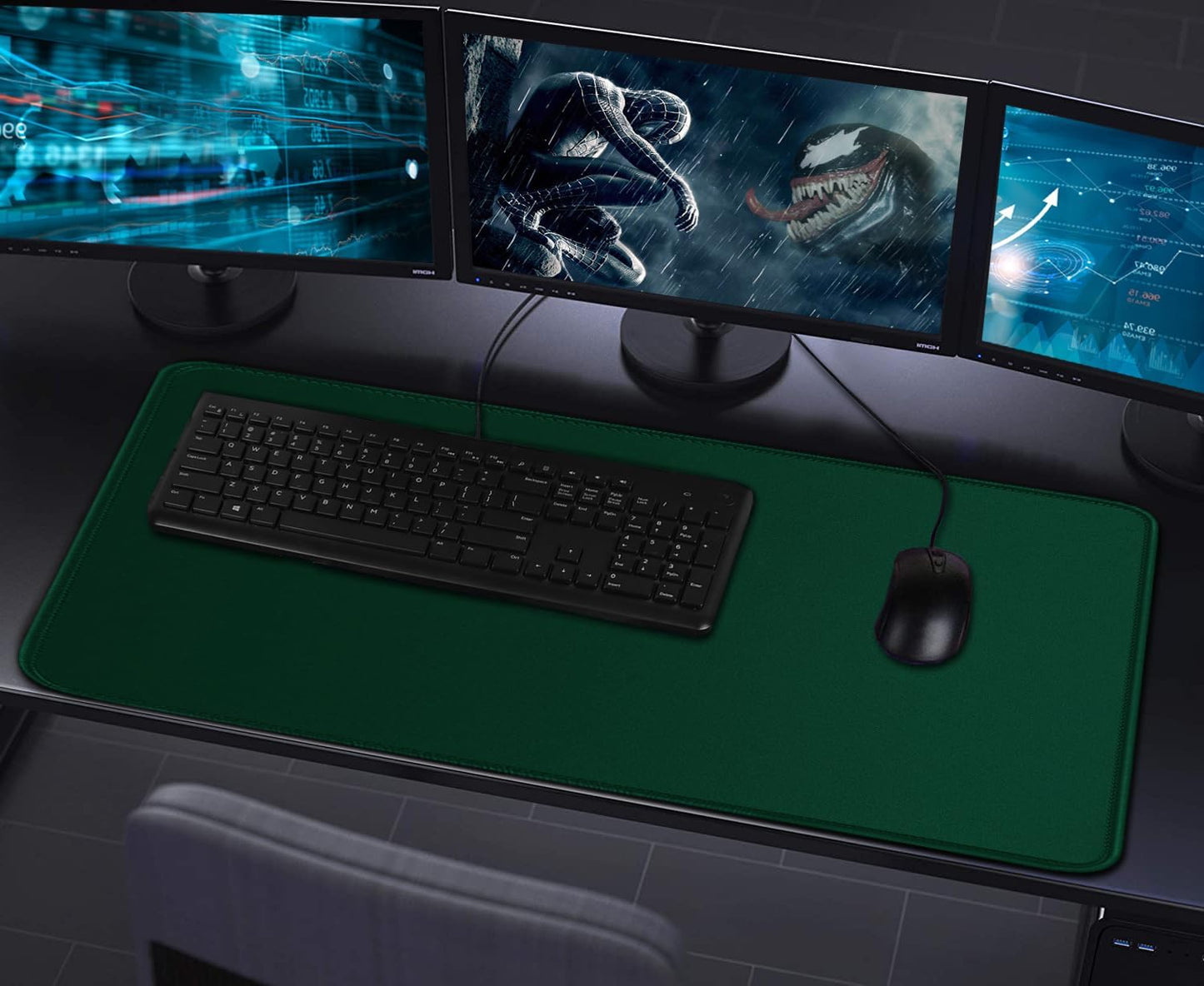 Large Extended Gaming Mouse Pad with Stitched Edges, (31.5X15.7In) Durable Non-Slip Natural Rubber Base, Waterproof Computer Keyboard Pad Mat for Esports Pros/Gamer/Desktop/Office/Home-Black