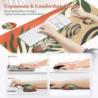 Gimars Upgrade Enlarge Silky and Superfine Fabric Gel Memory Foam Keyboard Wrist Rest Set, Ergonomic Keyboard Mouse Wrist Support for Typing Pain Relief, Comfort for Office, Gaming, Computer, Black