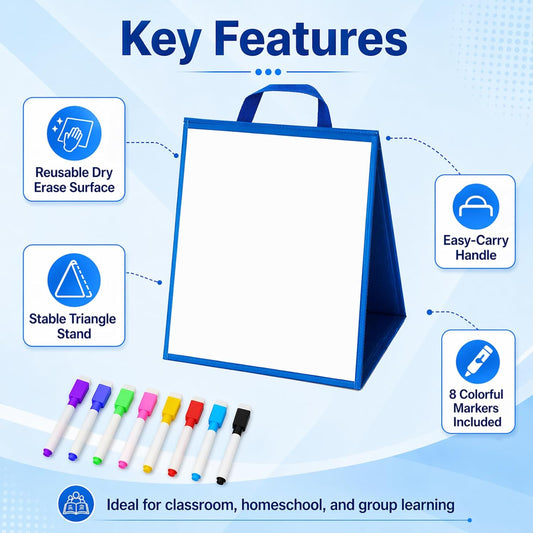 Tabletop Whiteboard Dry Erase Easel Foldable Portable Standing Whiteboard Dry Erase Board Magnetic for Teachers Office Teaching Supplies