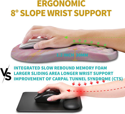 Hokafenle Ergonomic Mouse Pad Wrist Support, Wrist Rest Mousepad for Carpal Tunnel Pain Relief with Integrated Memory Foam Slope Massage Bulge (11.8x7.9 inch,Topographic Contour)