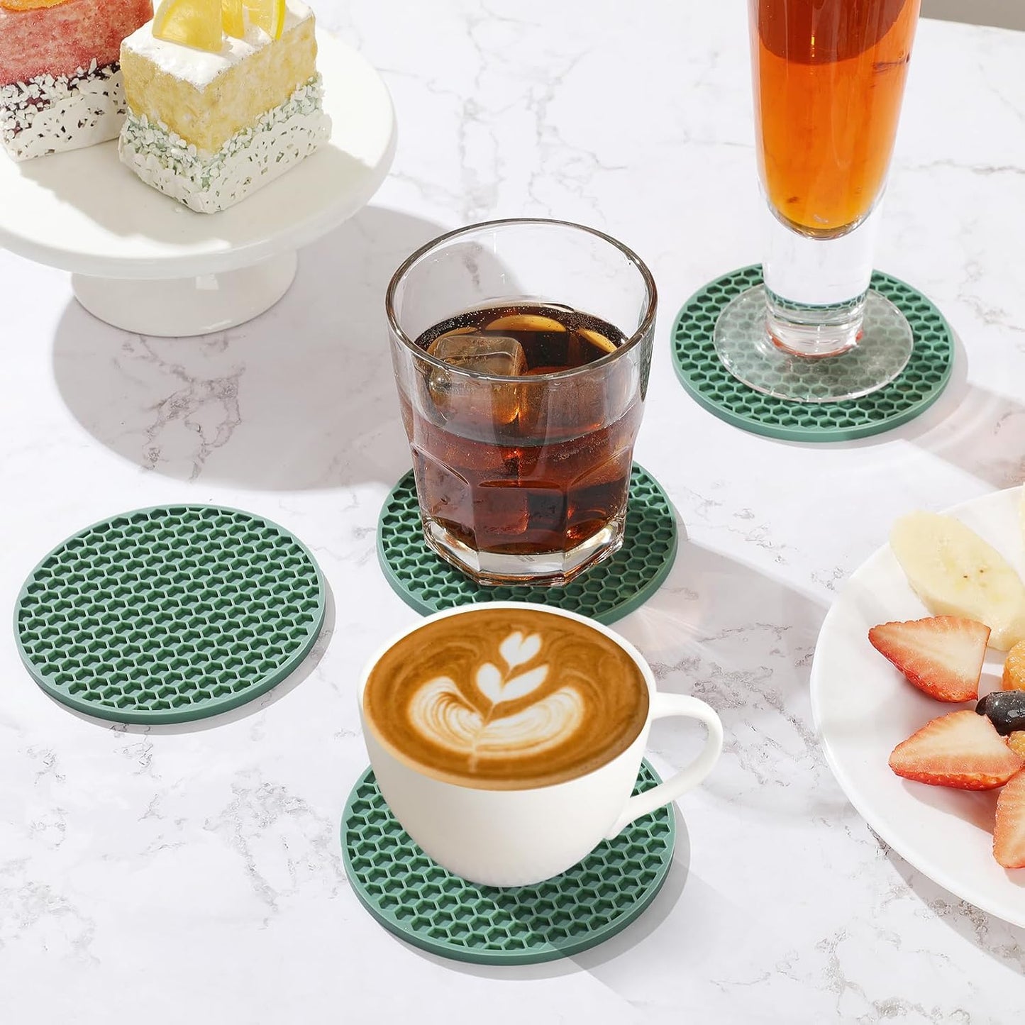 TWTLi Silicone Coasters Set of 8 with Holder,Coasters for Drinks,Beer,Coffee Coasters,Suitable for Kinds Cups,Hot or Cold,Anti-SLI,Non-Stick,Anti-Overflow Tabletop Protection and Decor (8 Pcs, Black)