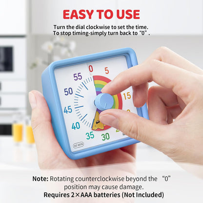 Secura 60-Minute Visual Timer for Kids, Time Clocks, Countdown Timer for Office Kitchen, Classroom Timer for Kids, Silent Time Management Tool (Navy Blue & Navy Blue)