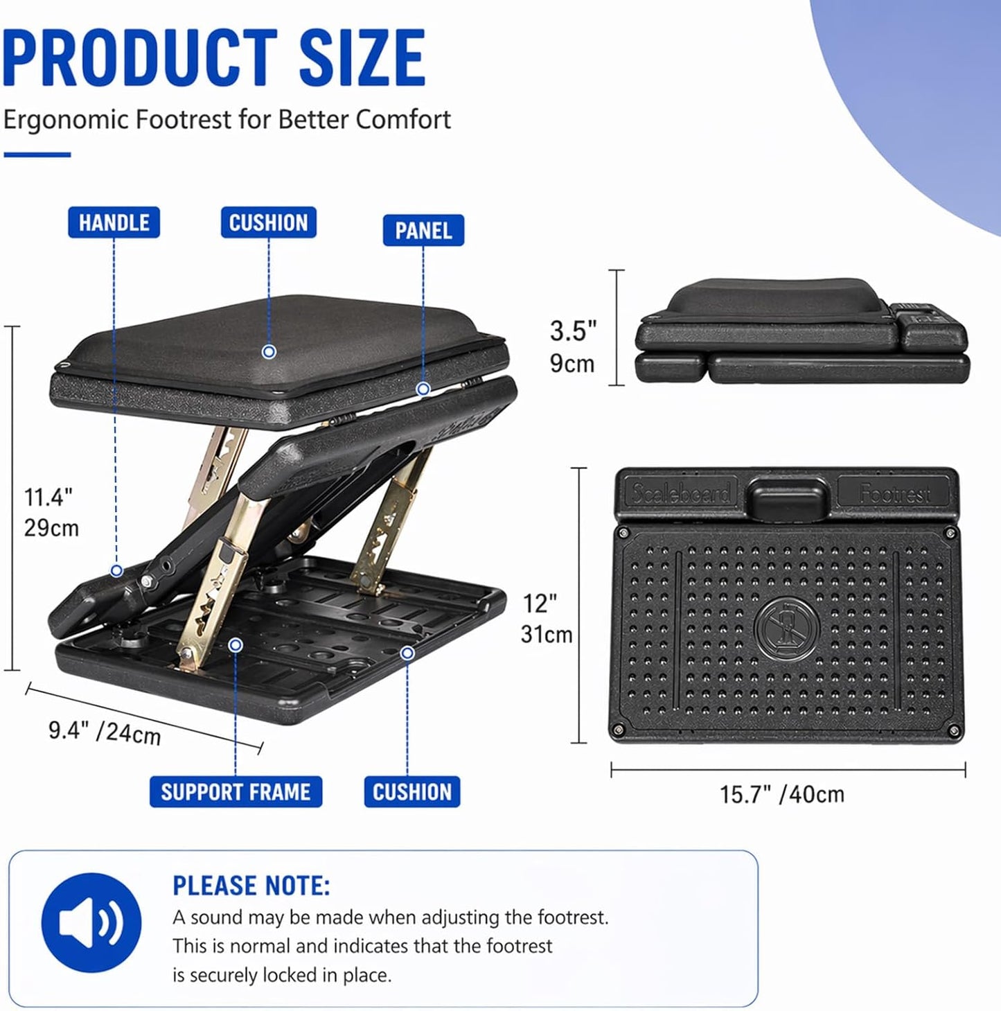 Foot Rest for Under Desk at Work 4-Level Height Adjustable, Ergonomic Foldable Footrest for Office, Gaming,Computer, Soft & Removable Pad Desk Foot Stool Suitable for All Seasons