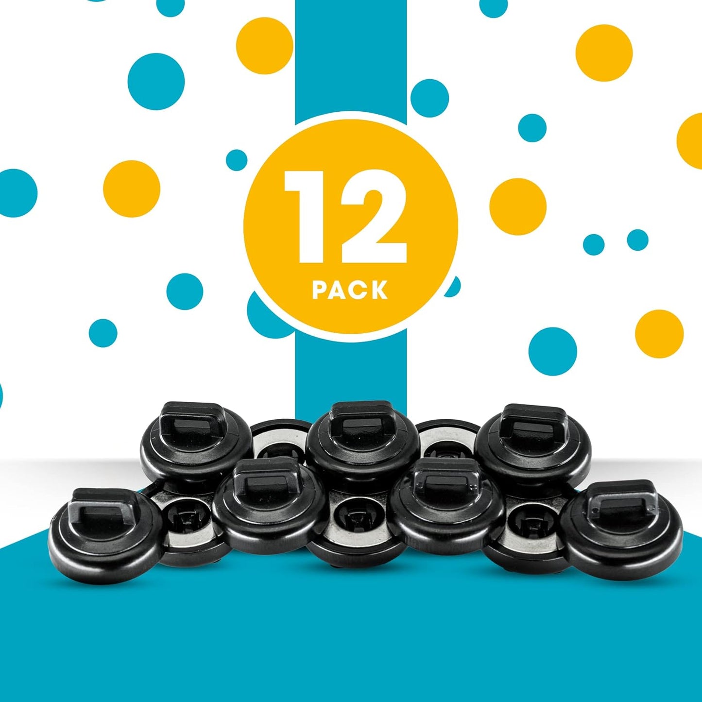 Magnetic Cable Zip Tie Mounts. Black. 12 Pack. Includes 12 Black Cable Zip Ties. Ideal for Cable Management