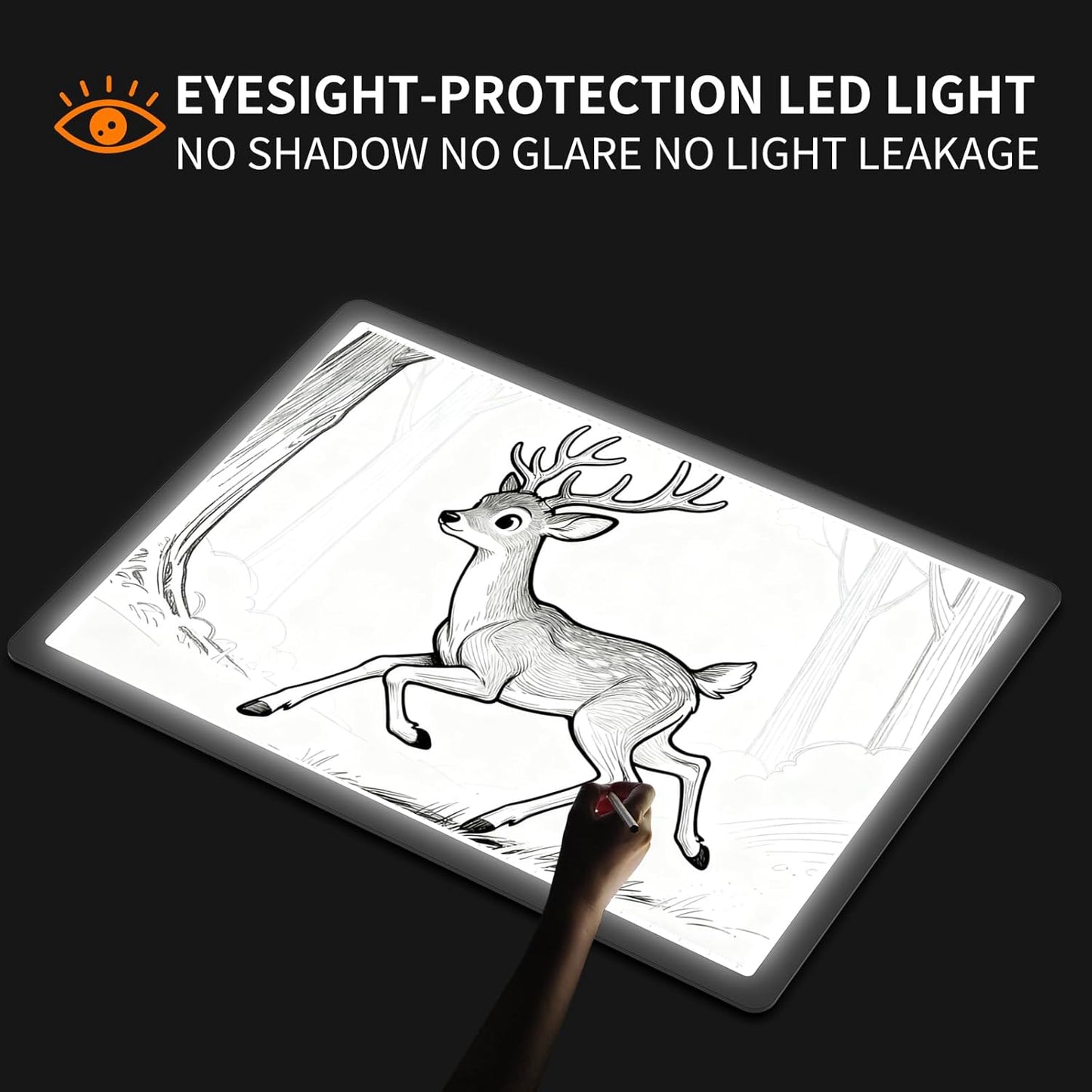 TOHETO Rechargeable A4 Light Board with Stand, Super Bright Magnetic Light Pad with Side Buttons, Wireless Light Box for Tracing and Drawing, Cordless LED Light Table for Diamond Painting, Sketching