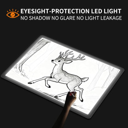 TOHETO Rechargeable A4 Light Board with Stand, Super Bright Magnetic Light Pad with Side Buttons, Wireless Light Box for Tracing and Drawing, Cordless LED Light Table for Diamond Painting, Sketching