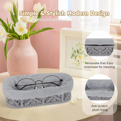 Glasses Holder,Anti-scratch Plush Lined Eyeglass Holder Stand for Nightstand Desk Storage Organizer