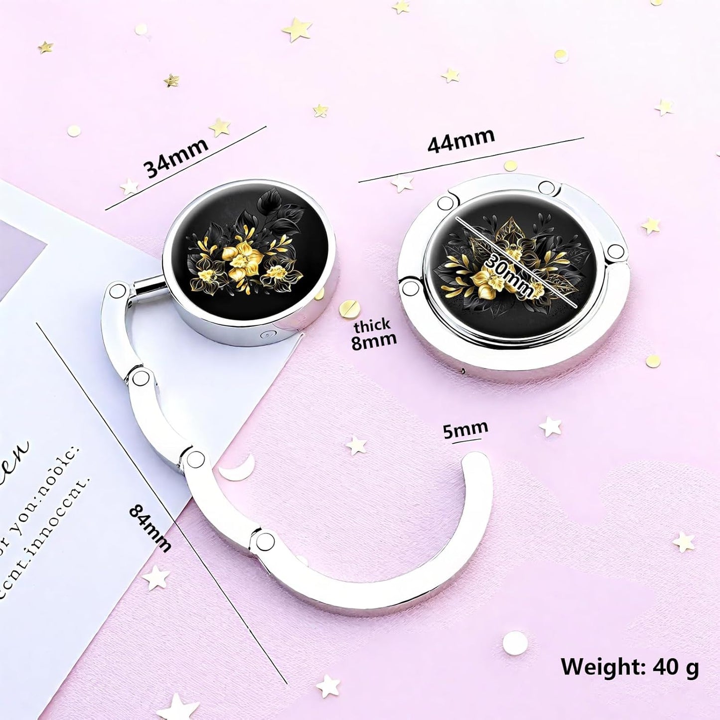 Foldable Purse Hook for Table, Purse Hanger for Table, Desk Bag Hook, Desk Purse Hook, Purse Holder for Table - Compact Portable Multi-Use Design, Aluminum Alloy Handbag Hanger, 3 Pcs (Style A)
