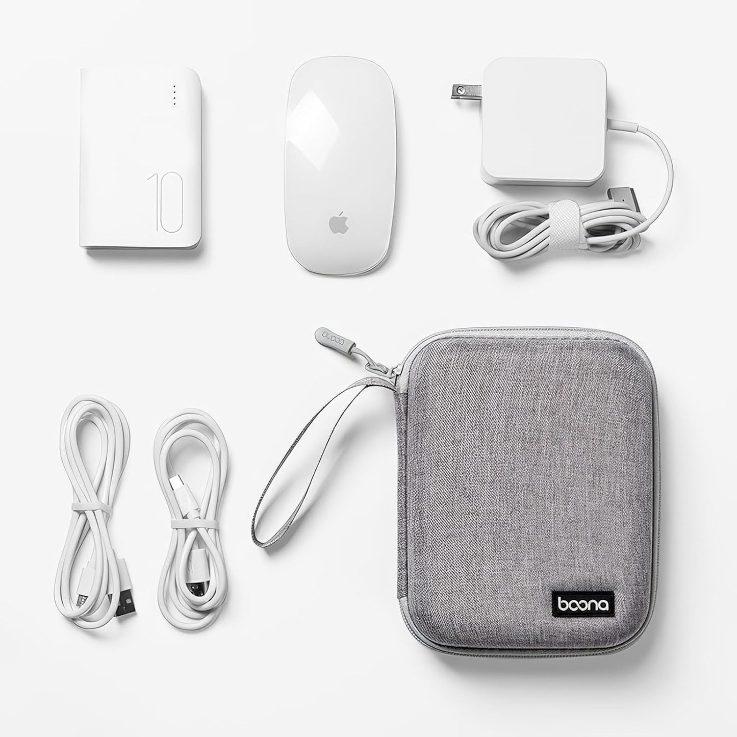 Small Travel Carrying Storage Case, 4.4"x4.4" Charger Organizer, Pouch compatible with MacBook Power Adapter, Laptop Accessories Cables, Cords, USB Drives, Earphones