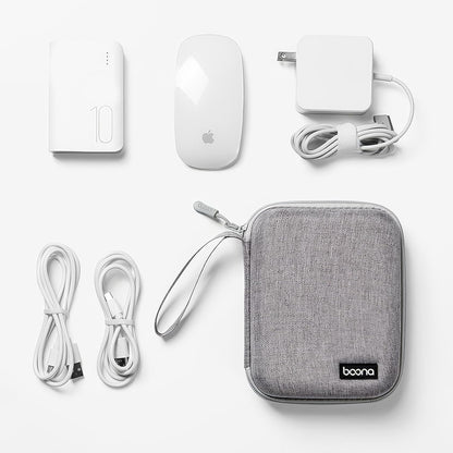 Small Travel Carrying Storage Case, 4.4"x4.4" Charger Organizer, Pouch compatible with MacBook Power Adapter, Laptop Accessories Cables, Cords, USB Drives, Earphones