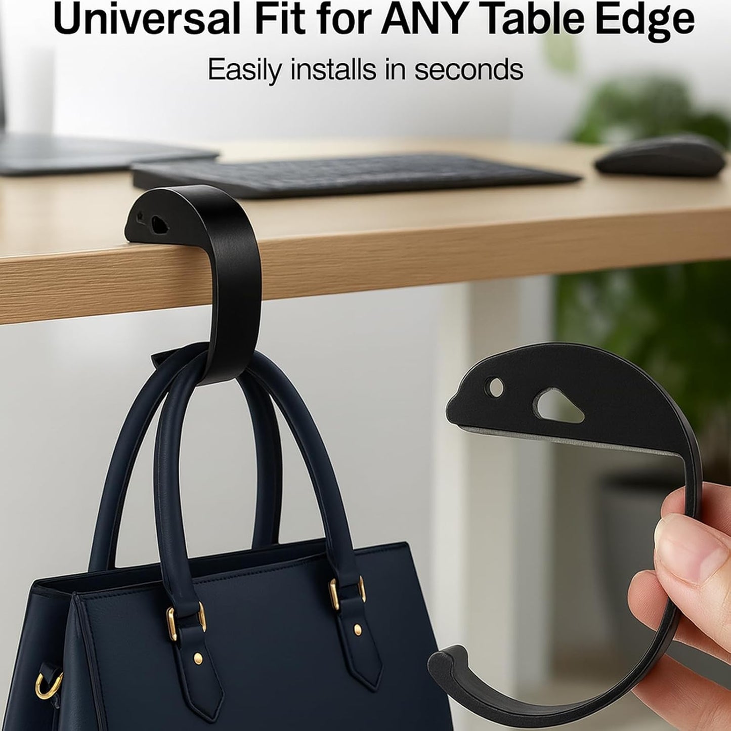 2 PCS Purse Hook for Table Heavy Duty, Bag Hanger for Table, Classroom, Office, Travel, Multi-Use Portable Bag Hook for Desk, Headphone, Key, Backpack, Office Table Accessories