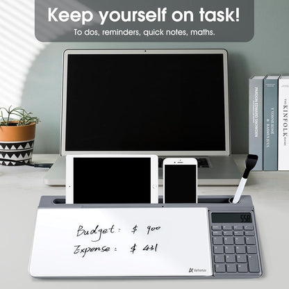 Varhomax Glass Weekly Planner Desk White Board, Desktop Calendar Whiteboard with Storage, to Do List Memo Caddy for Home Office and School Supplies, Black