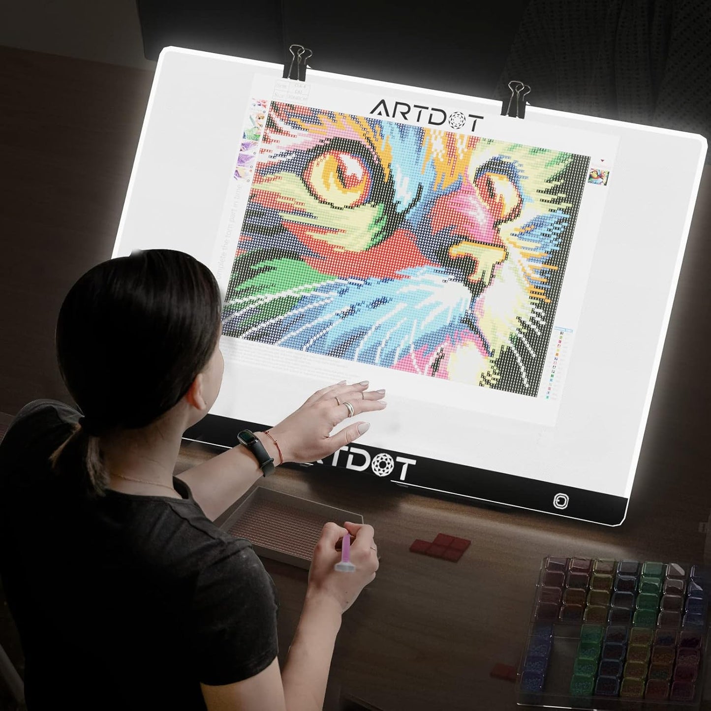 ARTDOT A3 LED Light Pad for Diamond Art Kits for Adults, USB Powered Light Board Kit, Adjustable Brightness with Diamond Painting Tools Detachable Stand and Clips