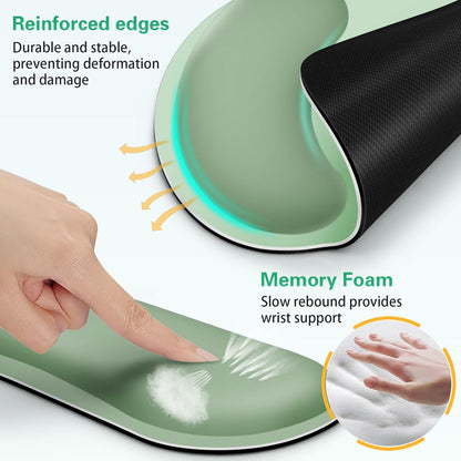Ergonomic Keyboard Wrist Rest, Mouse Pad with Wrist Rest Anime, Cat Gaming Mousepad with Wrist Support, Memory Foam Wrist Rest Set for Computer Keyboard, Funny Cute Office Desk Accessories