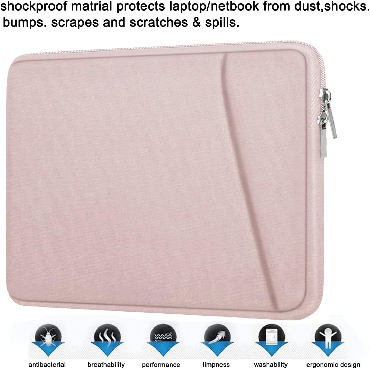 Laptop Sleeve, Durable Briefcase Shockproof Protective Case, Handbags Portable Laptop Bag for 15.6 inch HP Dell Asus Lenovo Notebook Computer with Front Pocket, Black